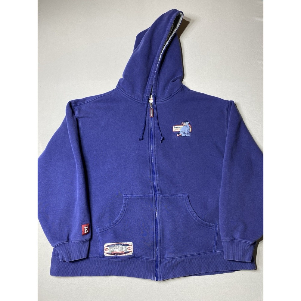 Vintage Disney Store Eeyore 1966 Hoodie Large Blue Full Zip Y2K Embroidered